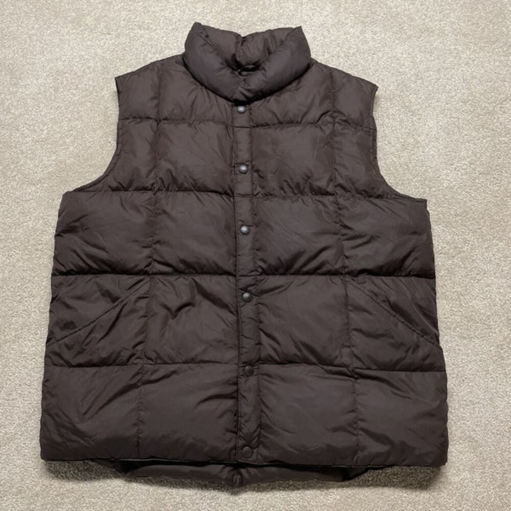 Lands End Vest Men Large Adult Black Puffer Winter Down Coat Hike USA